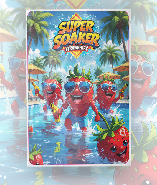 Super soaker strawberry Mylar bags  3.5 grams