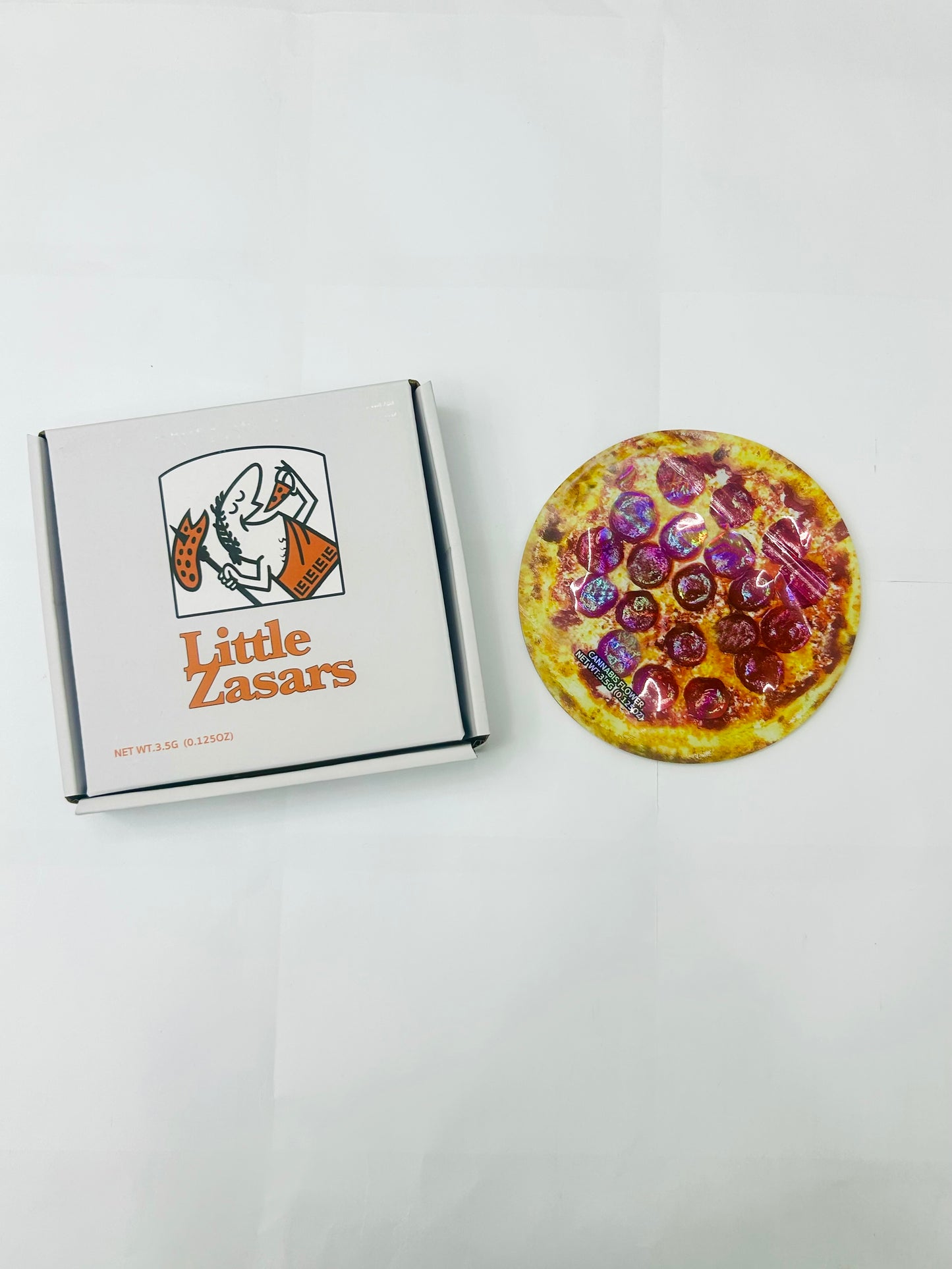 Little Zasars Pizza Mylar Bag and Box 3.5grams