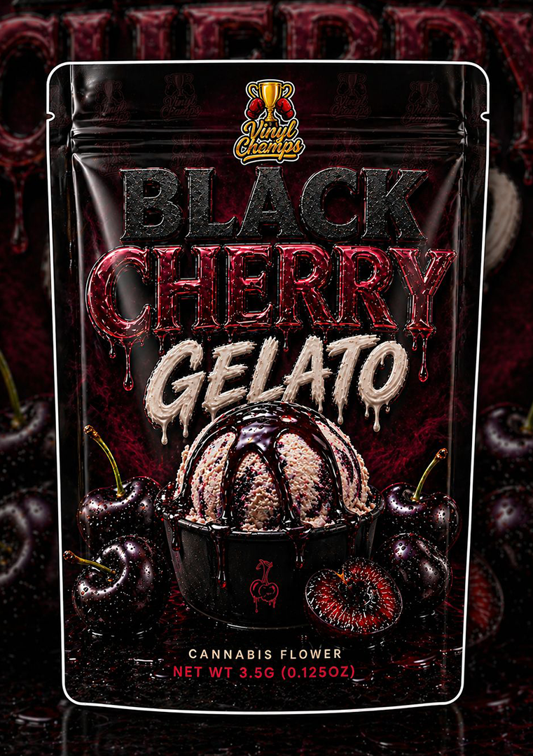 Black Cherry Gelato Mylar bags 3.5g